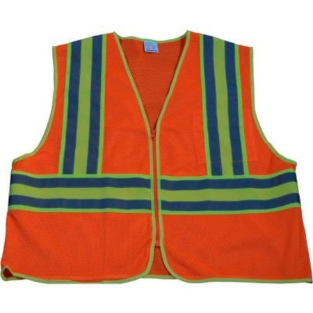 PETRA ROC INC Petra Roc Two Tone DOT Safety Vest W/1" Reflective Tape, Class 2, Polyester Mesh, Orange, S/M OVM2-CB2-S/M